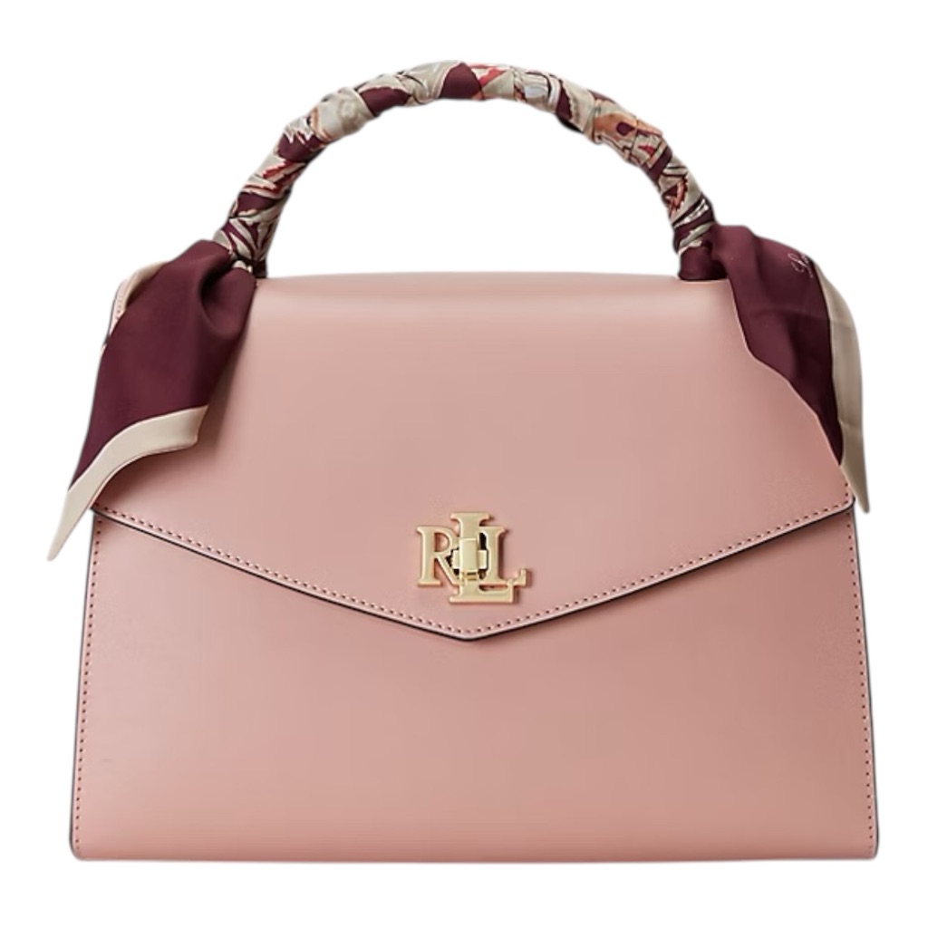 Ralph Lauren Scarf-Trim Leather Medium Farrah Satchel